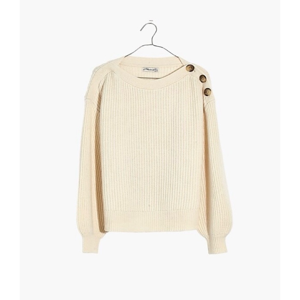 Madewell Boatneck Button-Shoulder Sweater